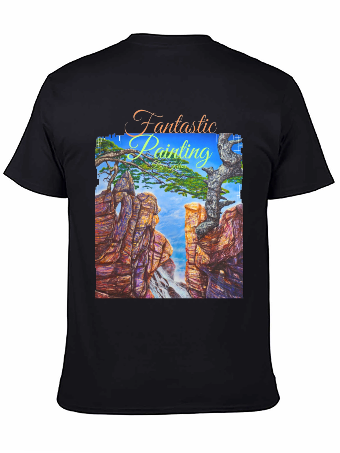 Black Fantastic Painting Graphic T-Shirt view 4