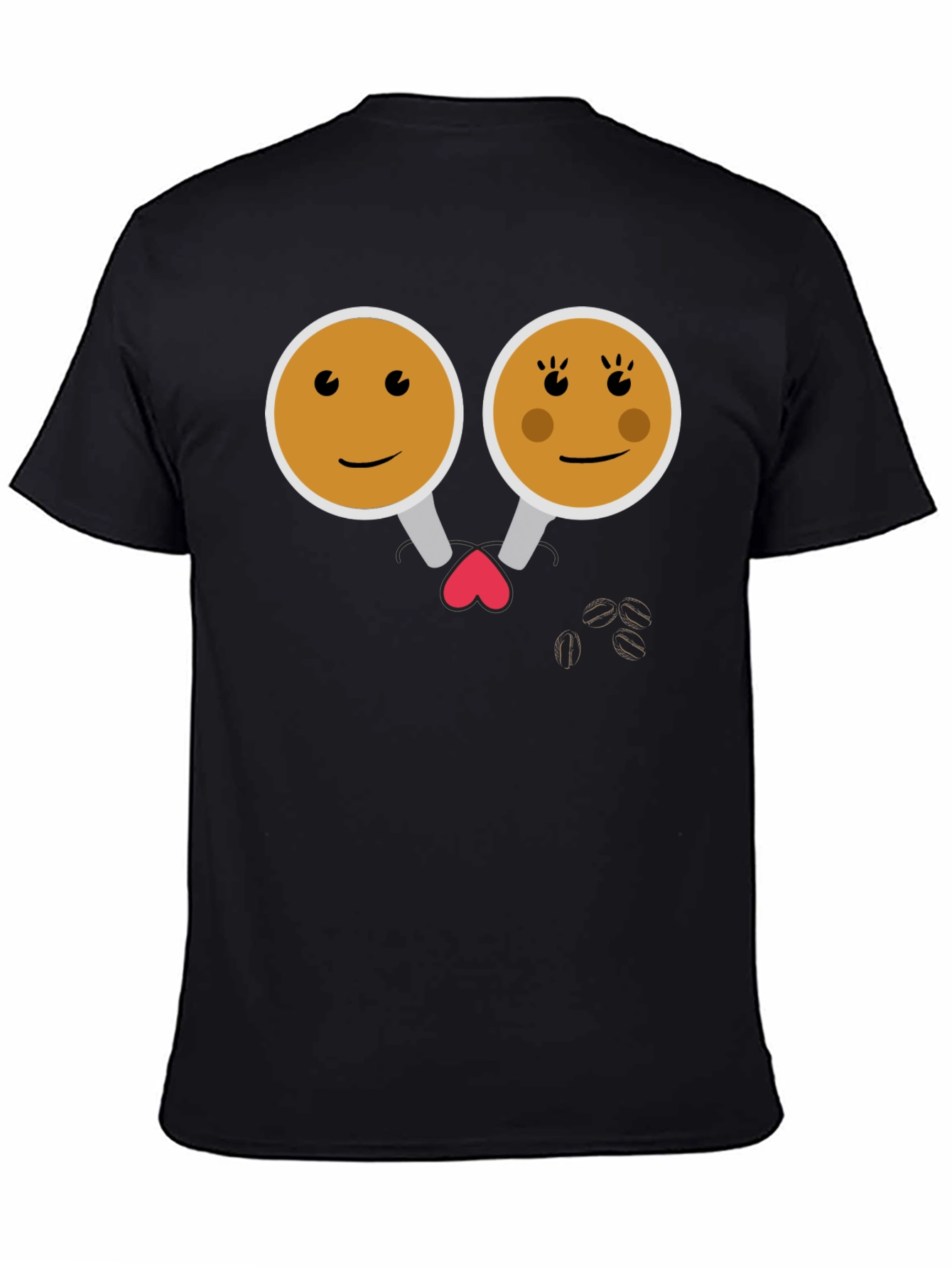 Black Cute Coffee Couple Graphic Tee - Black view 4