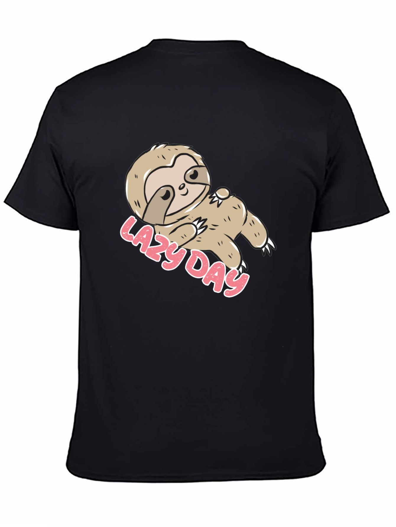 Black Lazy Day Sloth Graphic Tee - Relaxed Comfort view 4