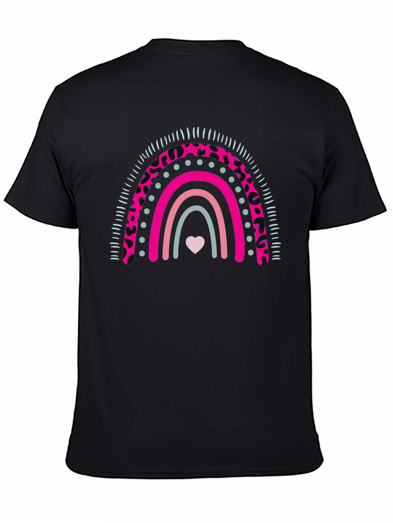 Black Rainbow Heart Graphic Tee - Black view 4