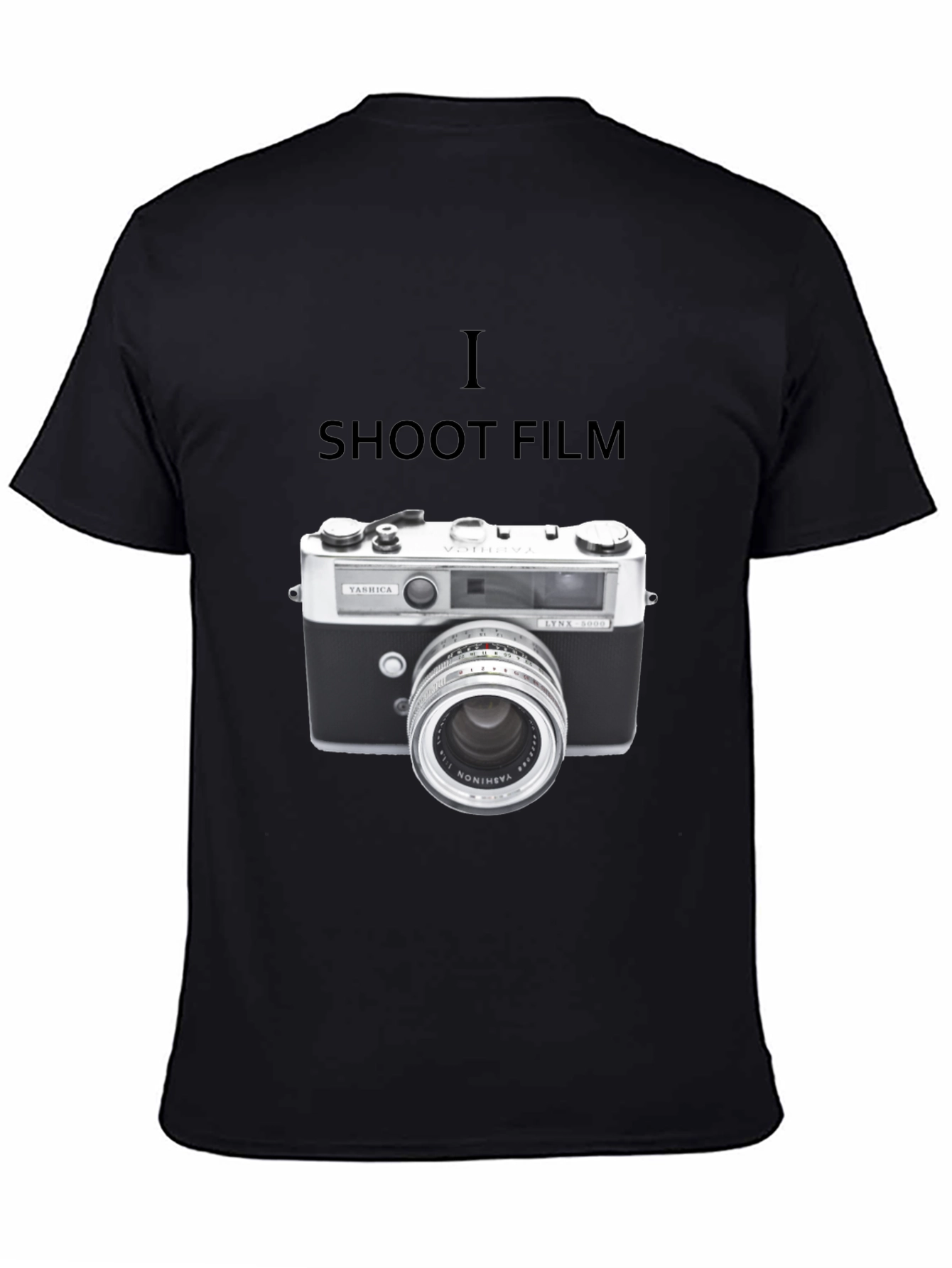 Black I Shoot Film T-Shirt - Vintage Camera Graphic Tee view 4