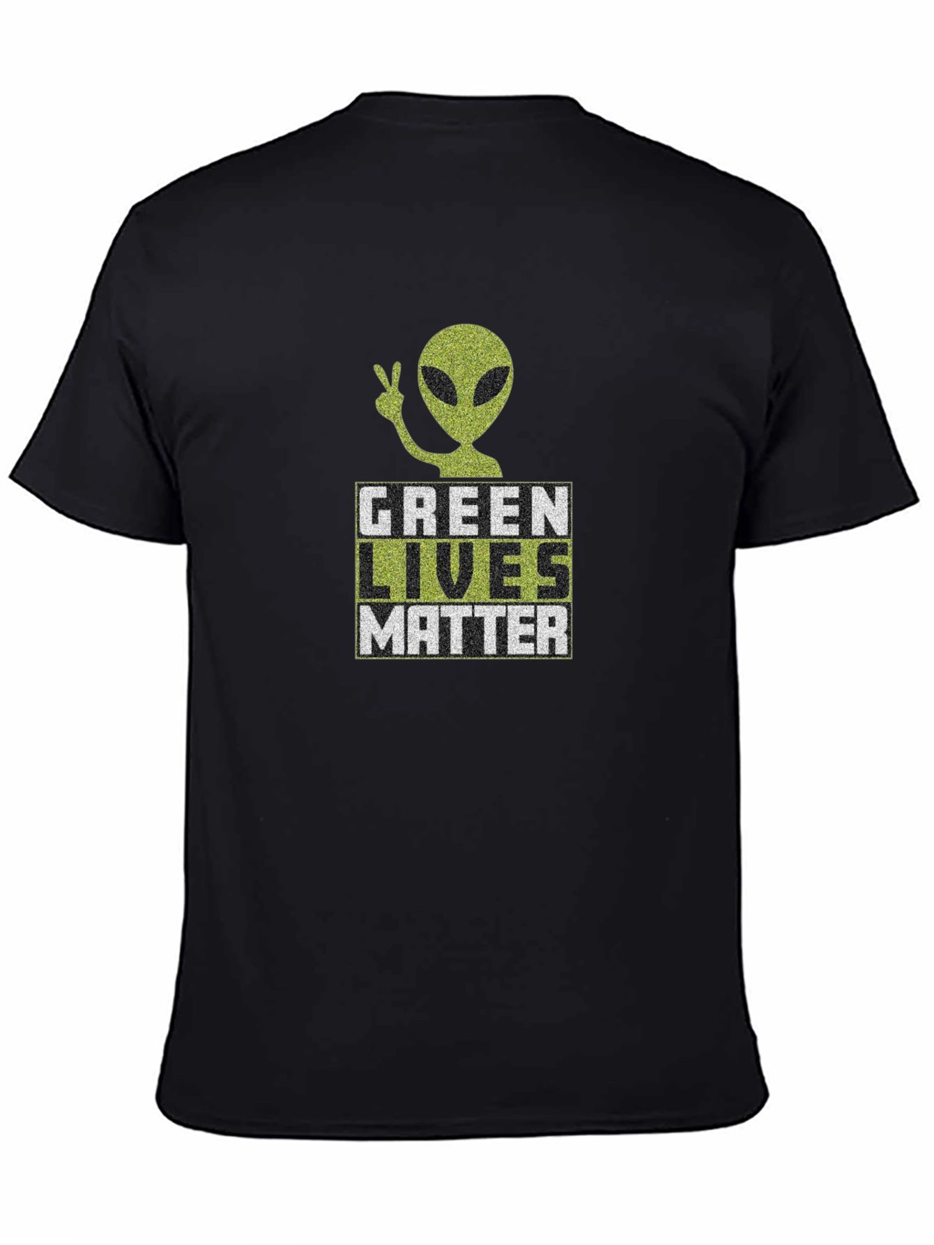 Black Green Lives Matter Alien Graphic T-Shirt view 4