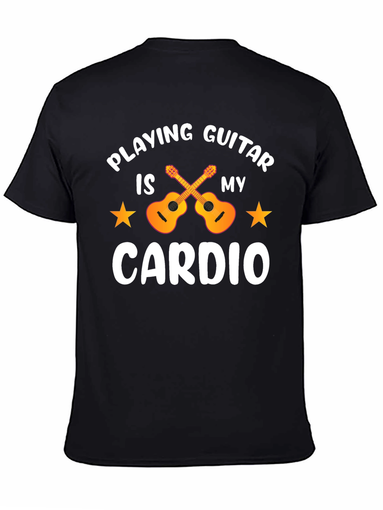 Black Guitar Cardio T-Shirt: Musician's Workout Tee view 4