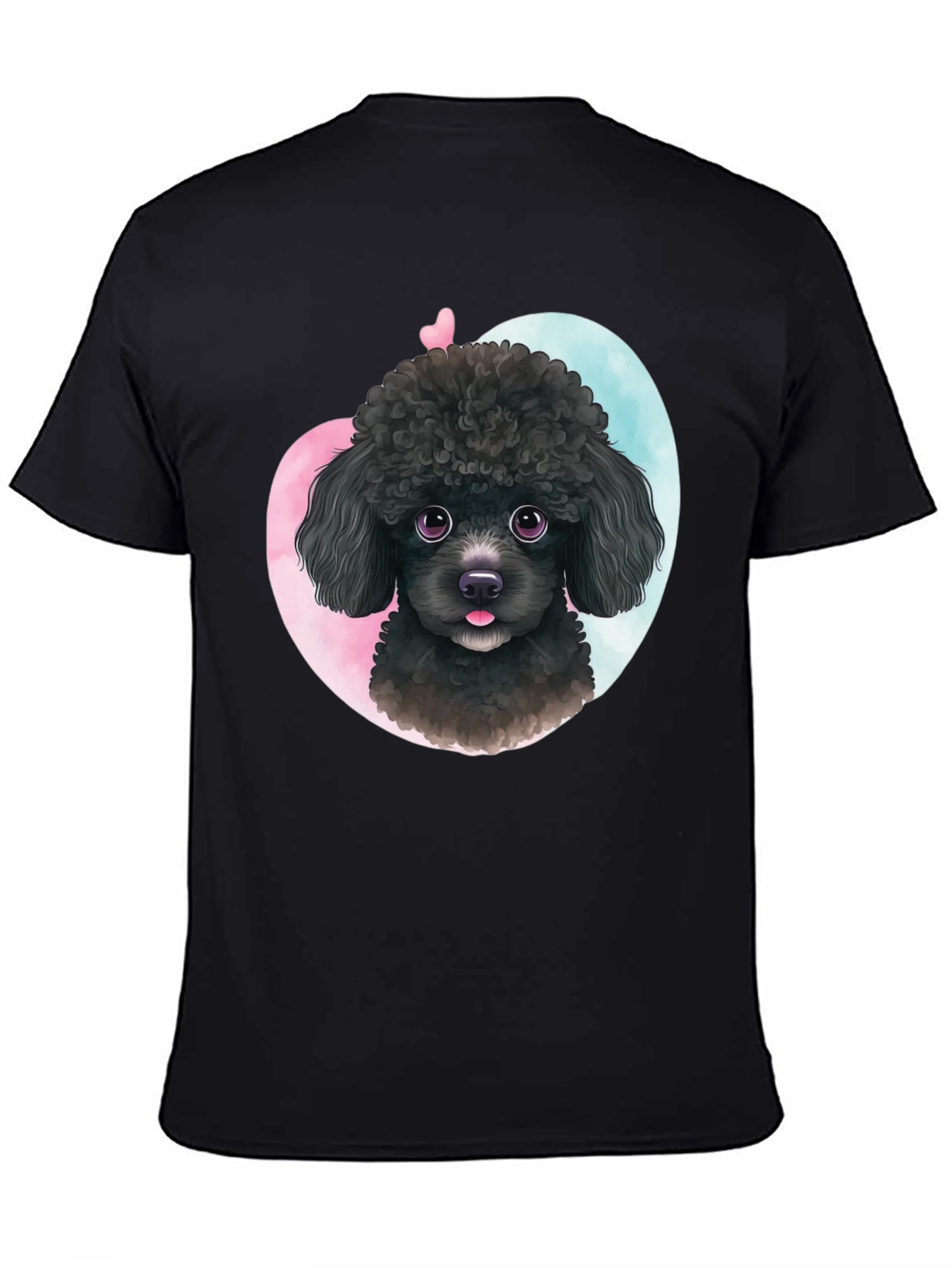 Black Cute Poodle Heart T-Shirt - Black view 4