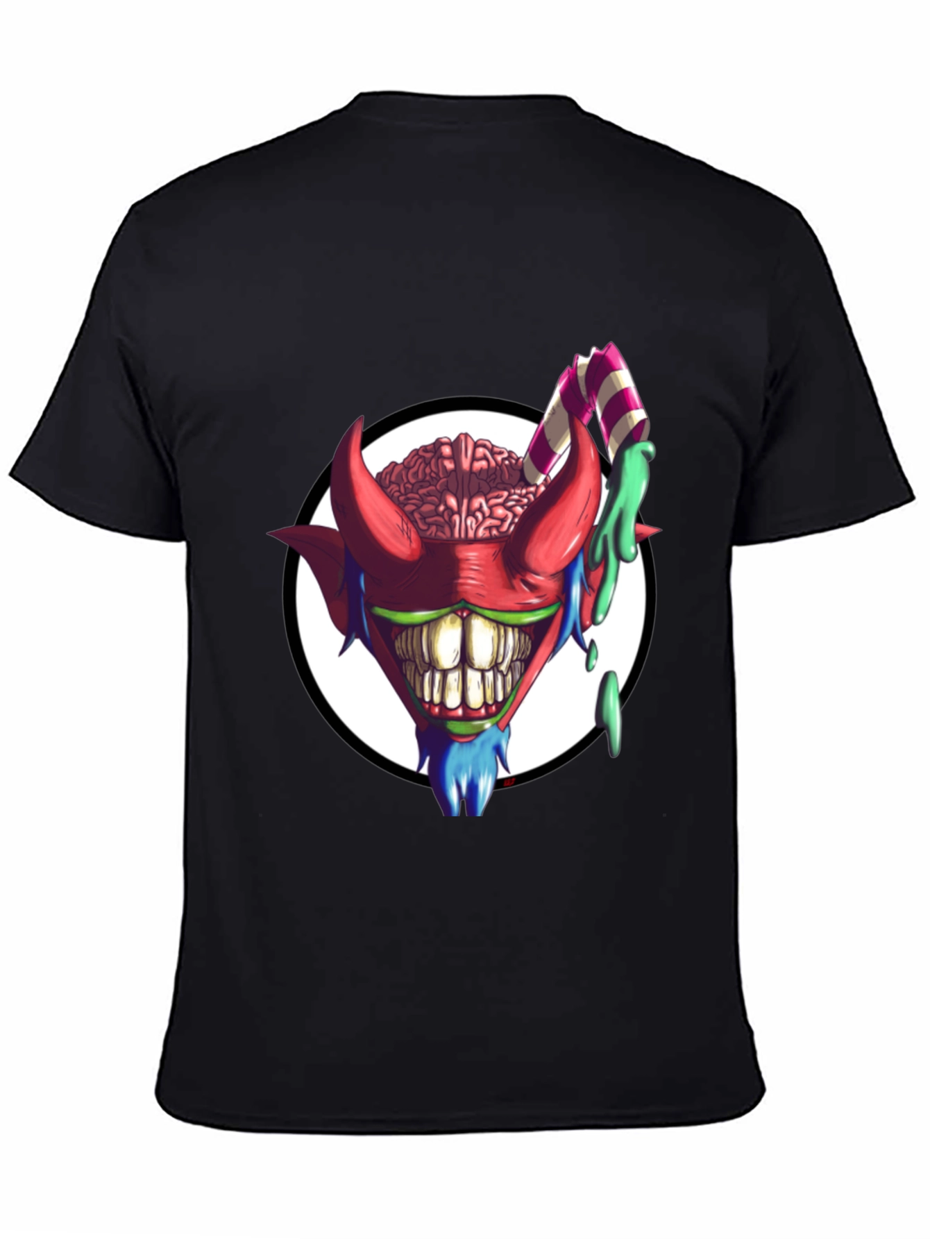 Black Crazy Brain Devil T-Shirt - Unique Graphic Tee view 4