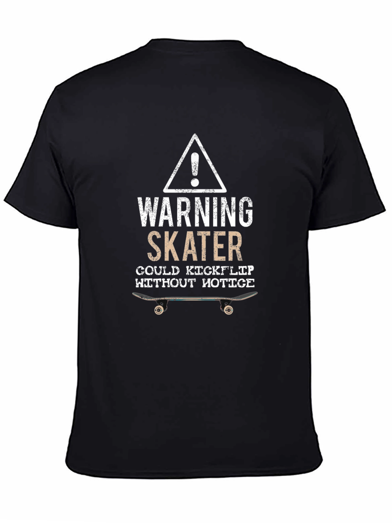 Black Warning Skater Kickflip Graphic Tee view 4