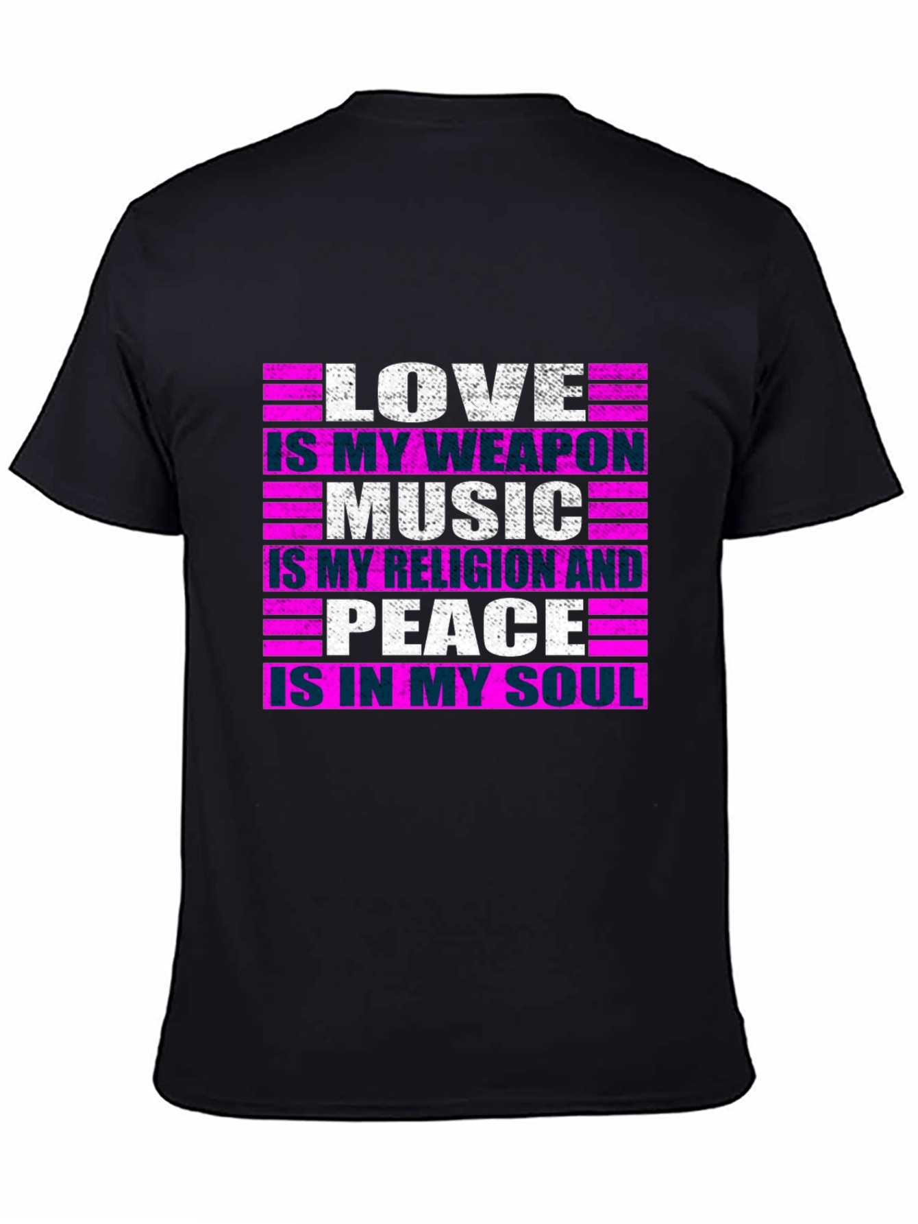 Black Love Music Peace Graphic Tee - Men's Black T-Shirt view 4
