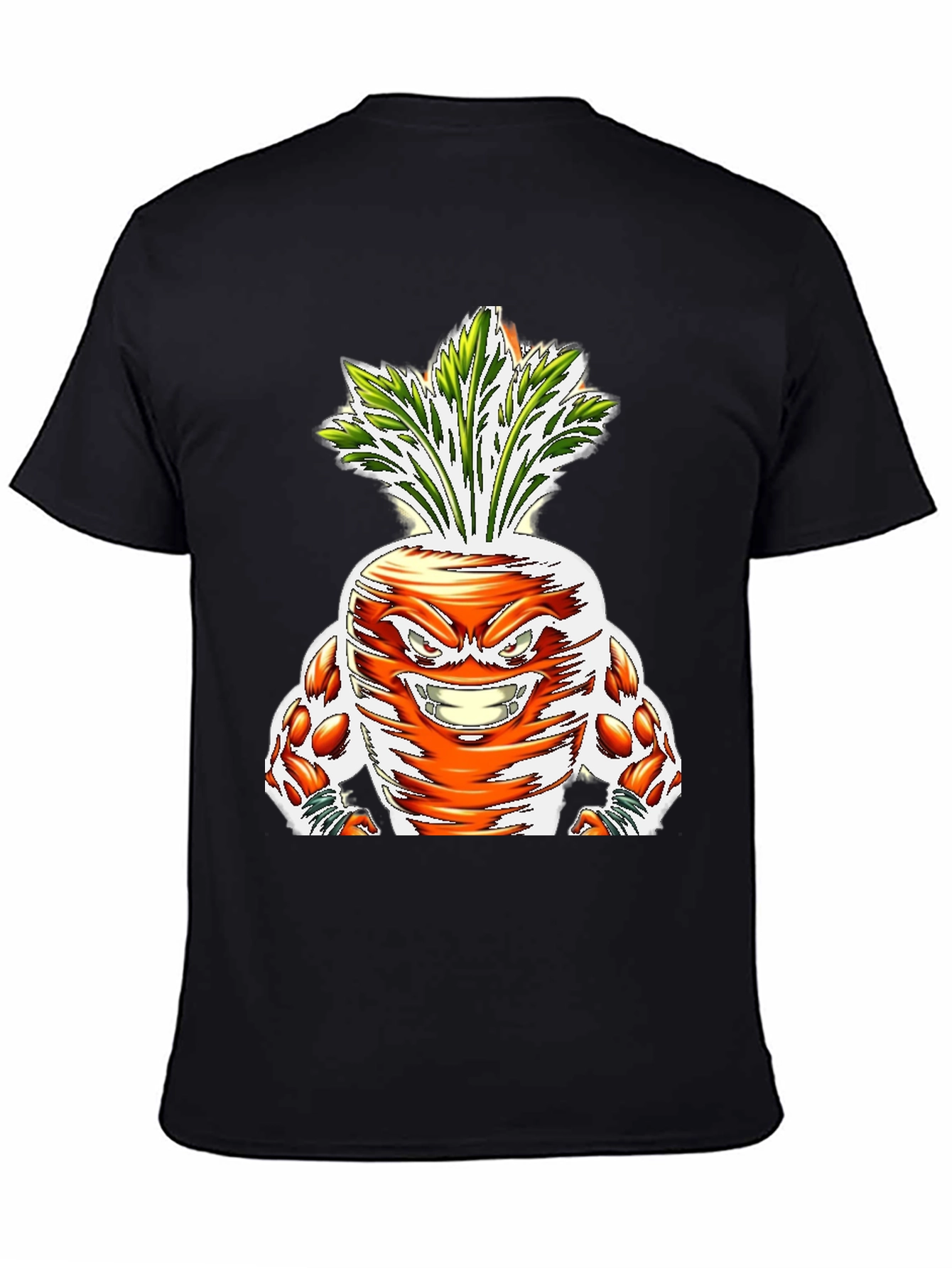 Black Funny Carrot Muscle Graphic T-Shirt view 4