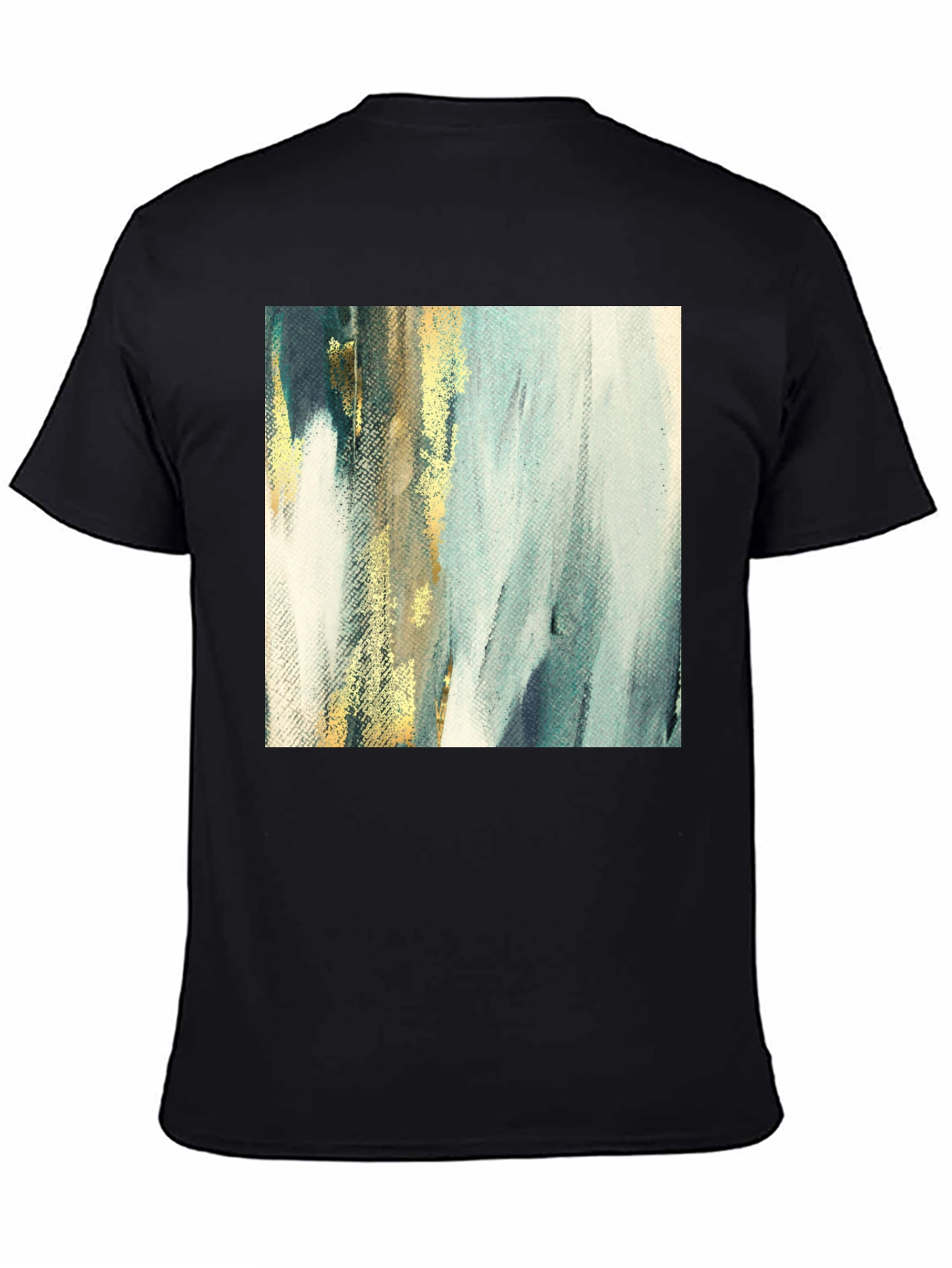 Black Abstract Art Tee - Modern Brushstroke T-Shirt view 4