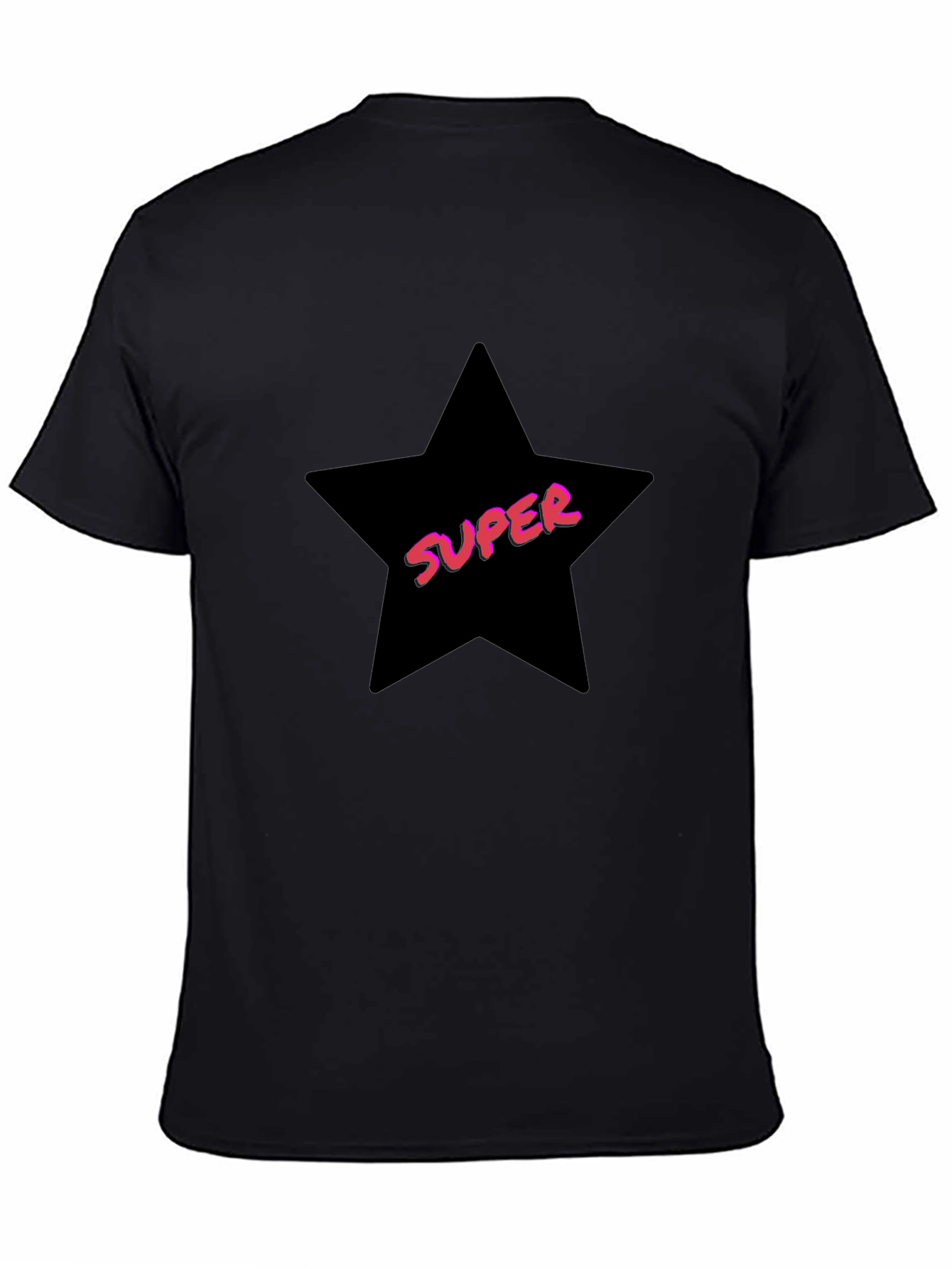 Black Super Star Graphic Tee - Trendy Casual T-Shirt view 4