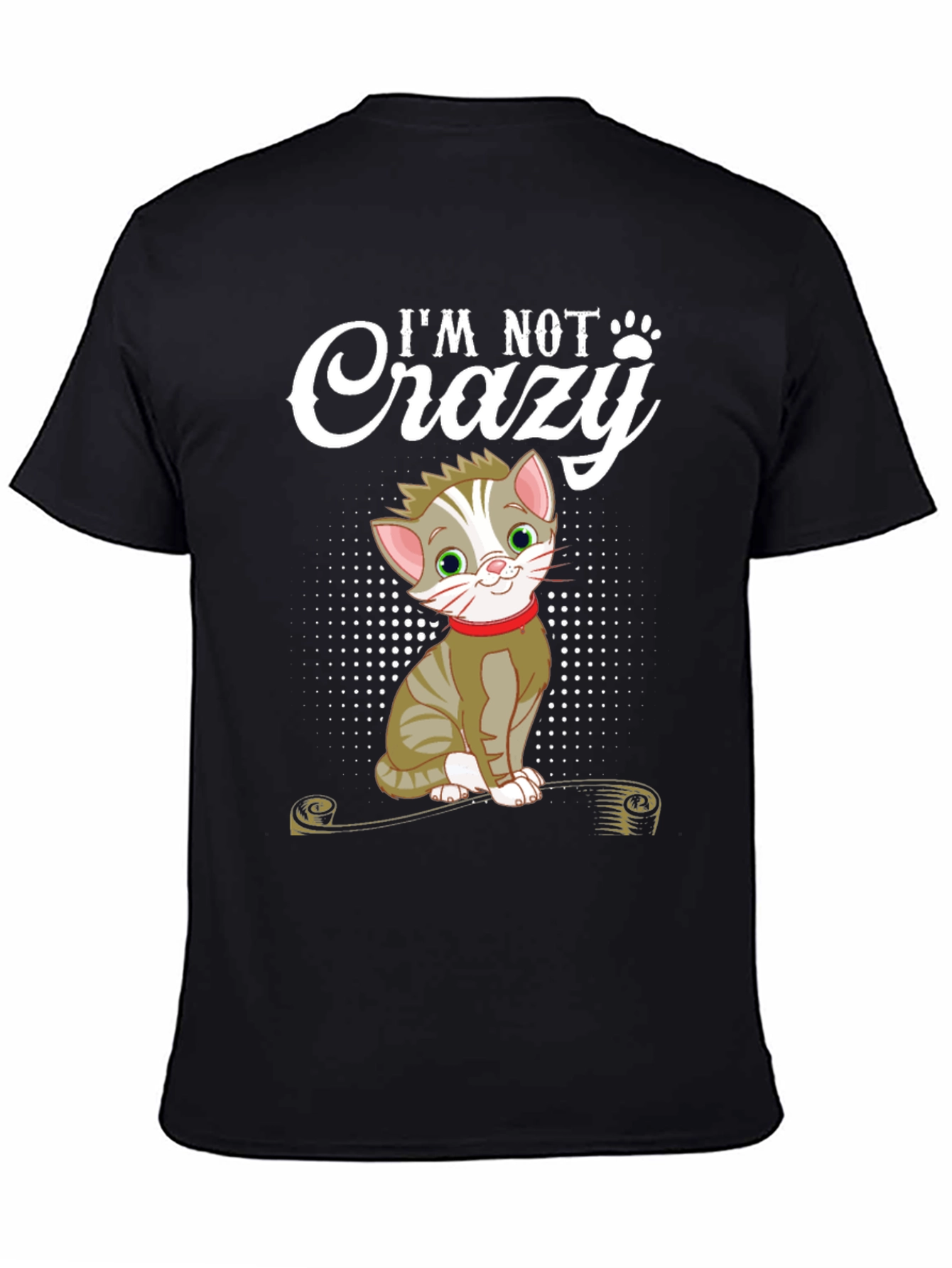 Black I'm Not Crazy Cat T-Shirt - Fun Novelty Tee view 4