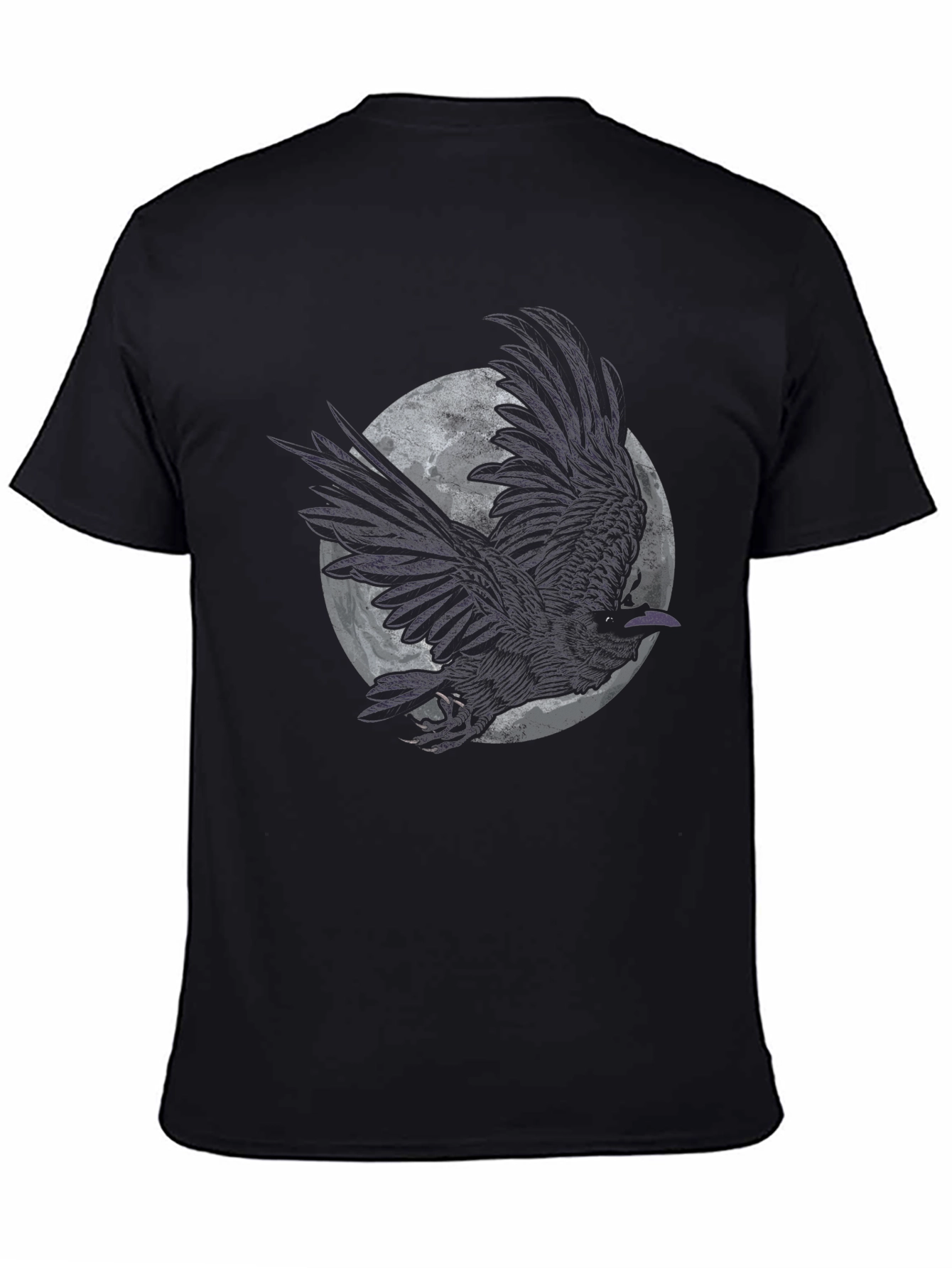 Black Raven Moon Graphic Tee - Black Cotton T-Shirt view 4
