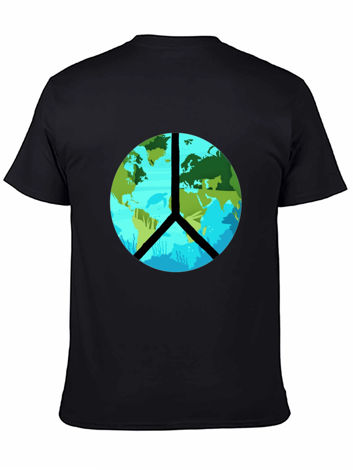 Black Earth Peace Sign Graphic Tee - Black T-Shirt view 4