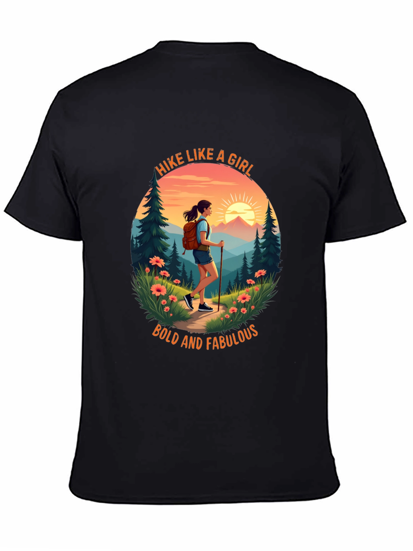 Black Hike Like A Girl T-Shirt view 4