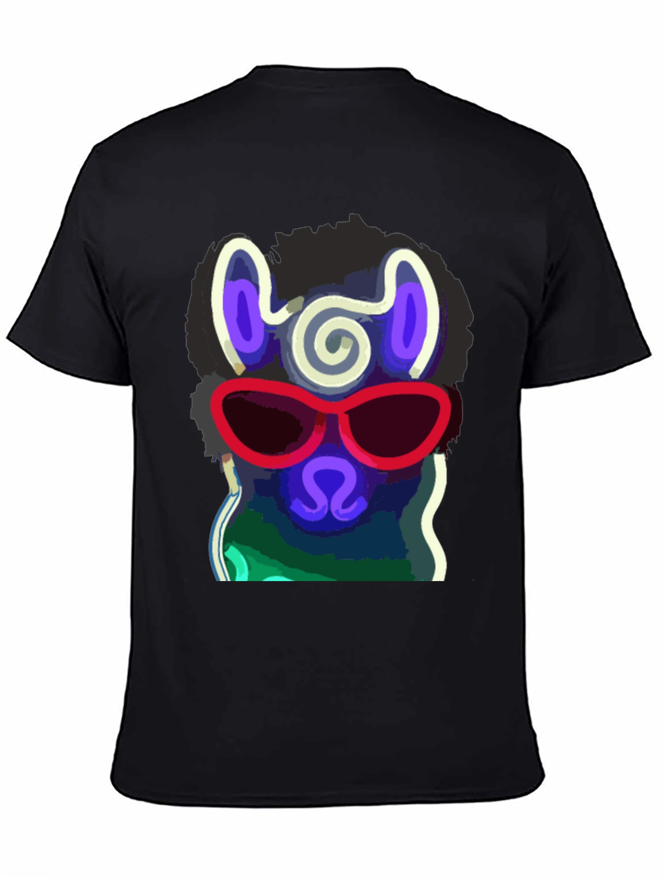 Black Cool Llama T-Shirt - Stylish Neon Design view 4