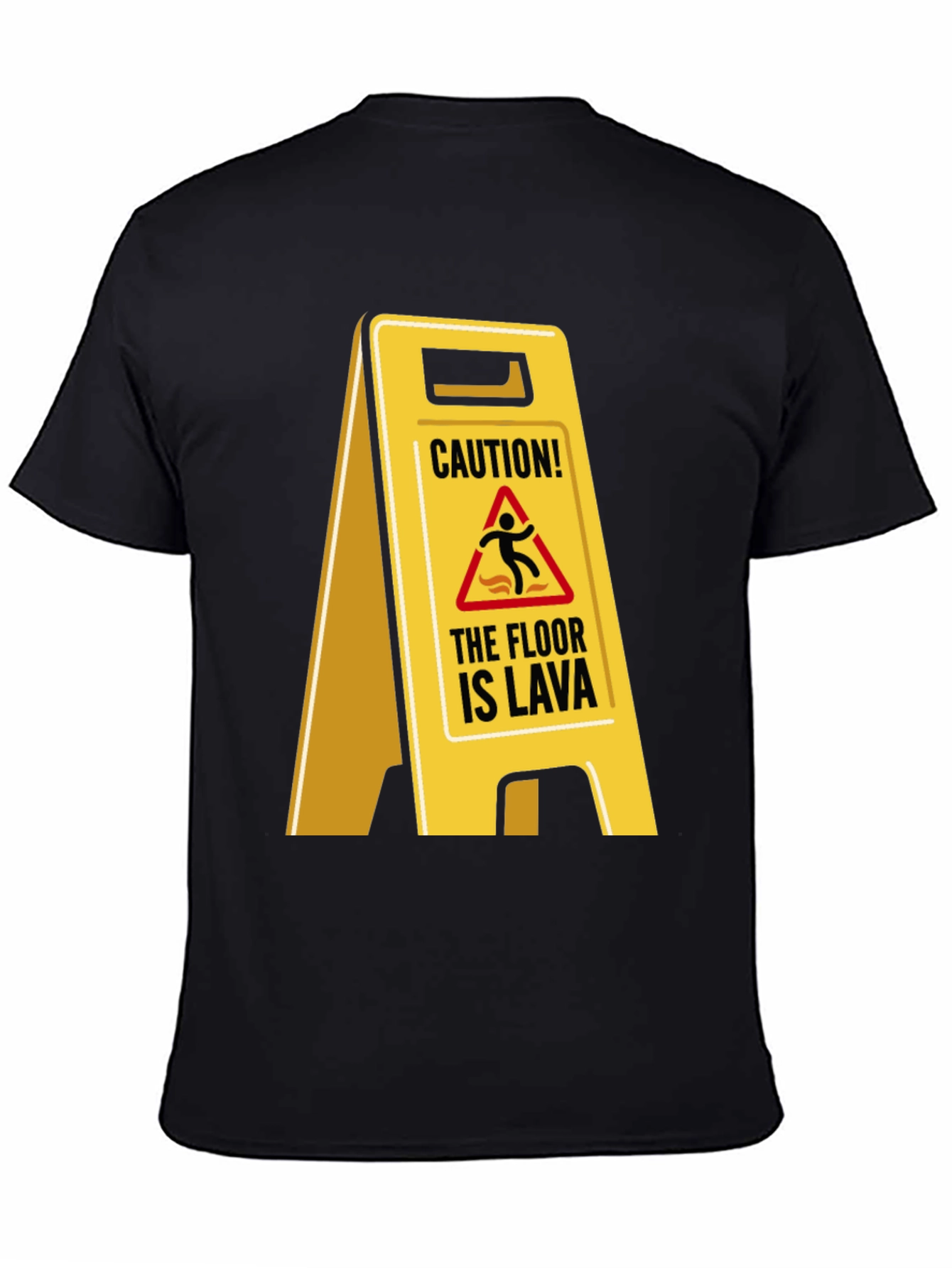 Black Caution! The Floor is Lava T-Shirt view 4