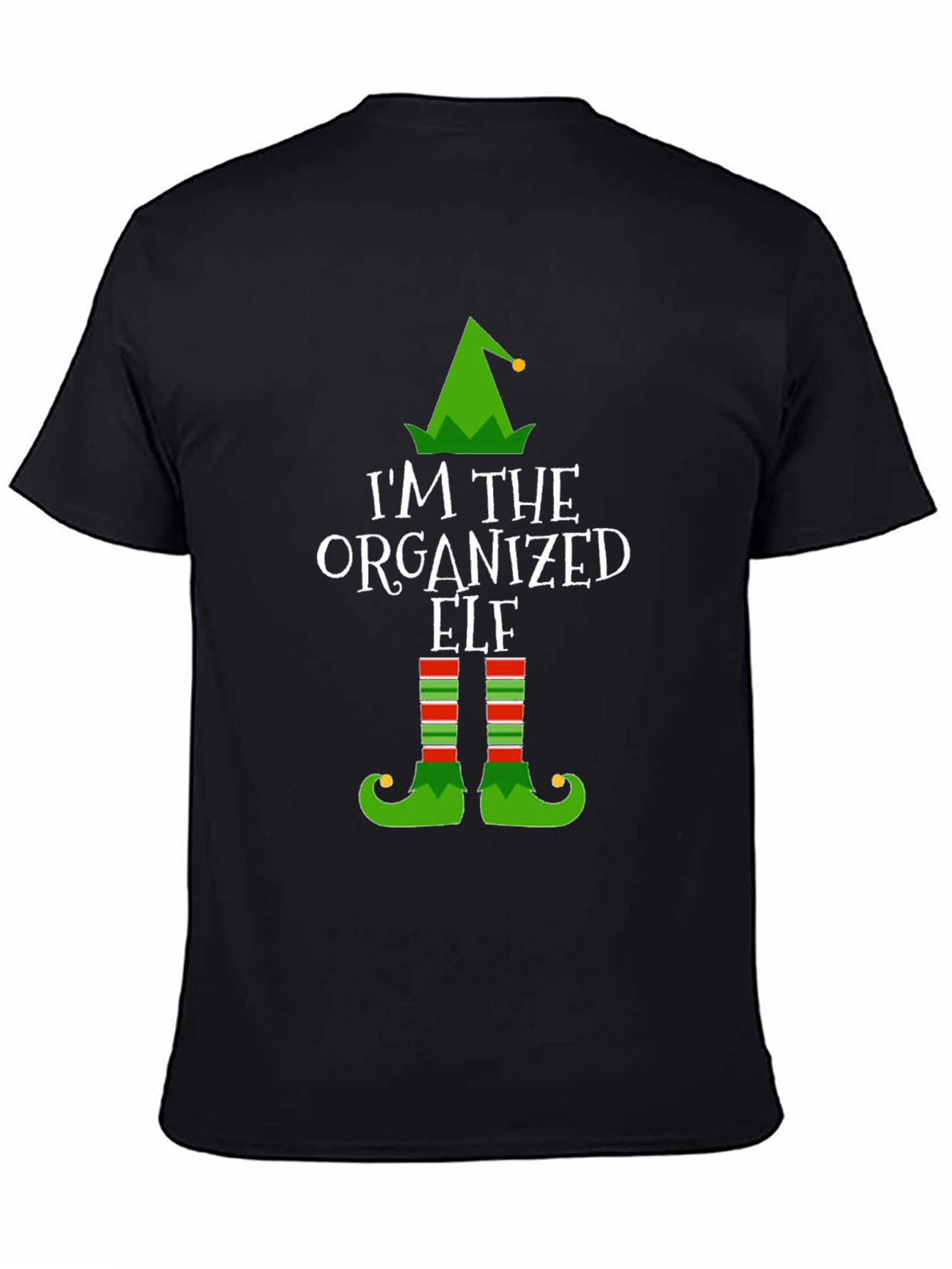 Black Organized Elf Holiday Graphic T-Shirt view 4