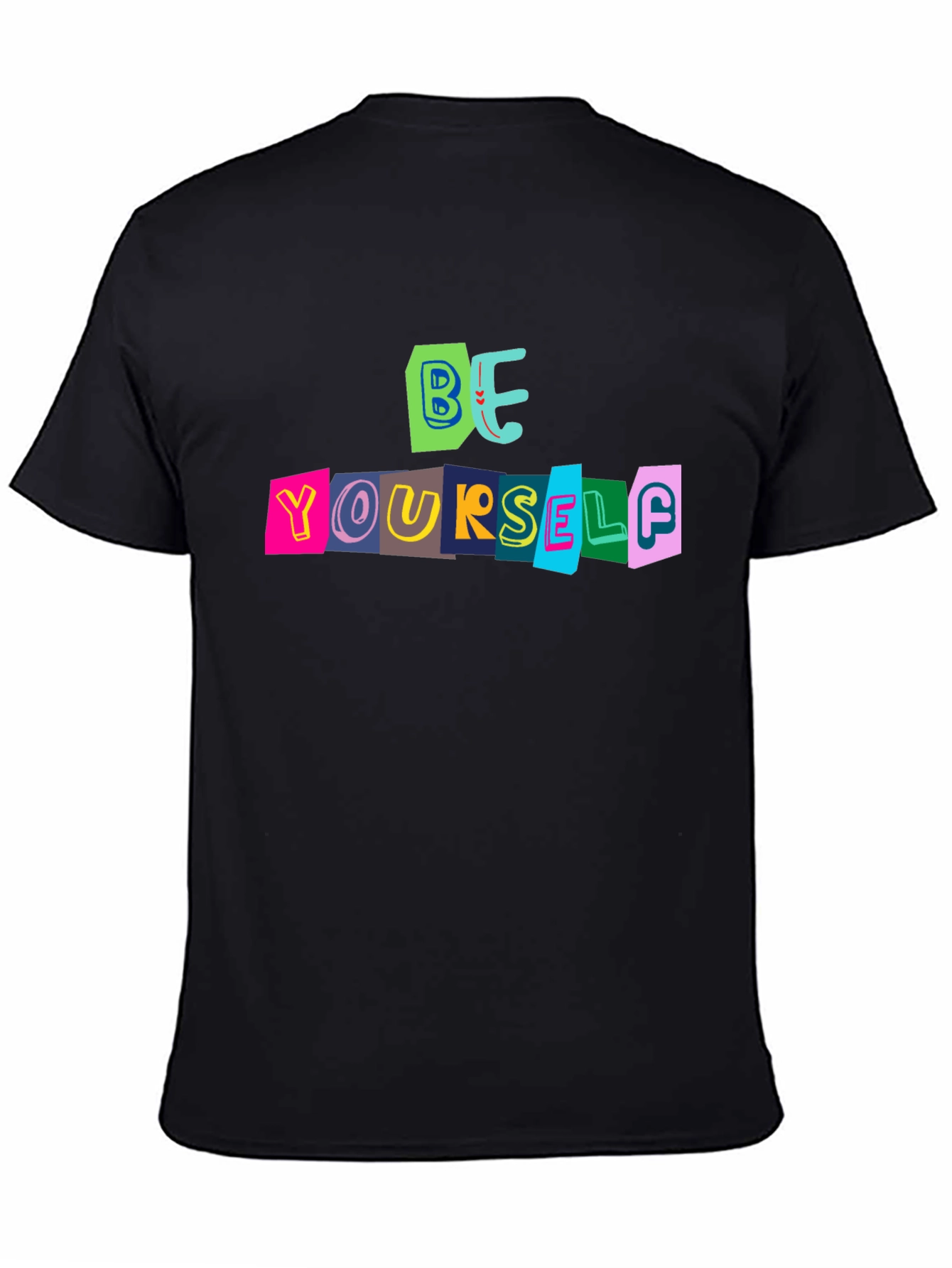 Black Be Yourself Graphic Tee - Bold Statement T-Shirt view 4