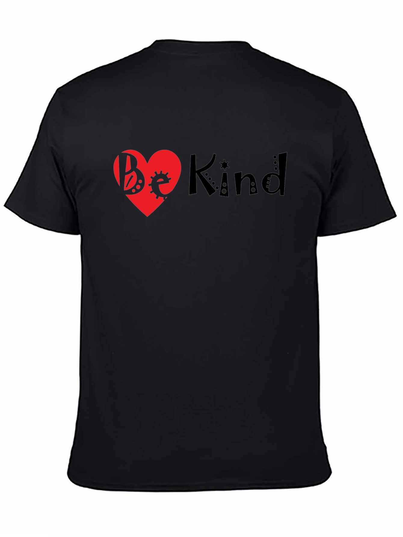 Black Be Kind Heart T-Shirt - Black Unisex view 4