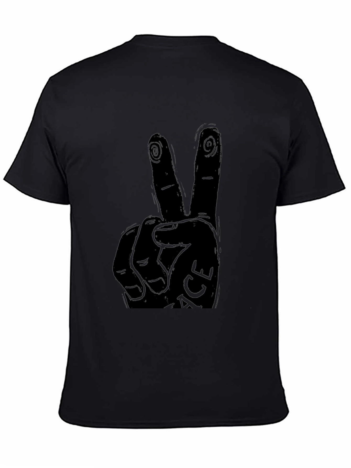 Black Peace Hand Graphic Black T-Shirt view 4