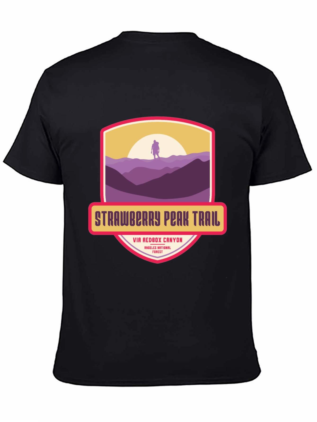 Black Strawberry Peak Trail T-Shirt - Hiker Adventure view 4