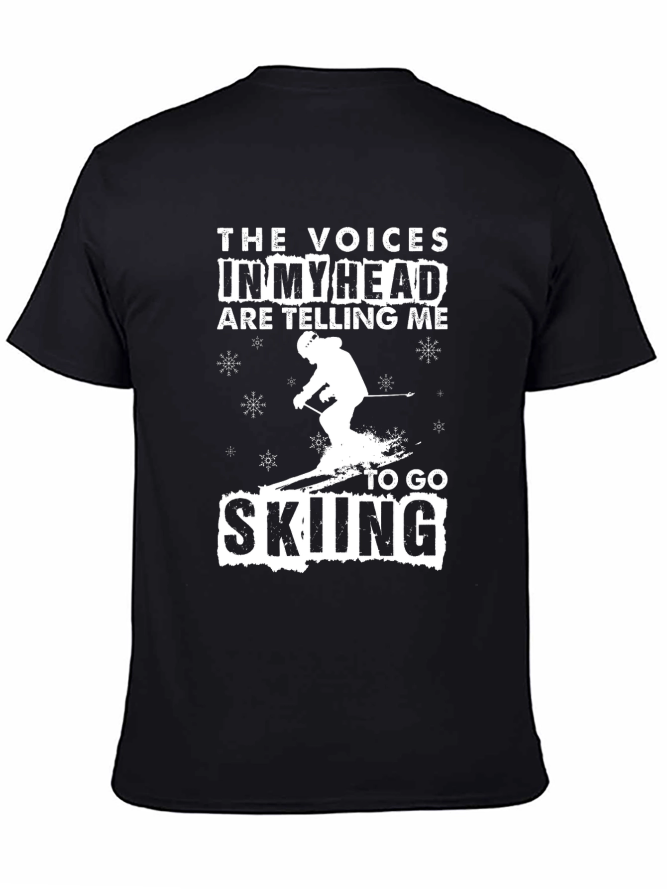 Black Funny Skiing T-Shirt - Voices in My Head view 4