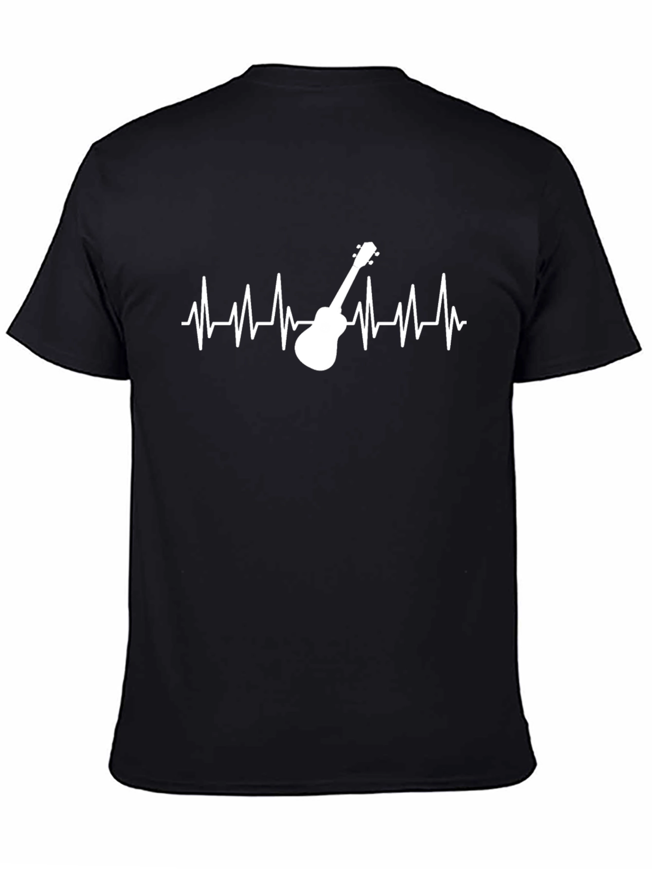 Black Guitar Heartbeat T-Shirt - Music Lover Tee view 4