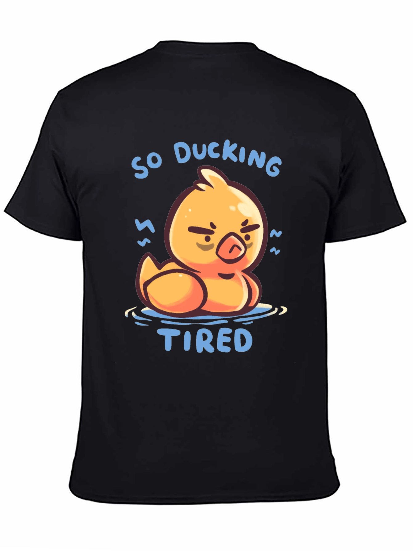 Black So Ducking Tired T-Shirt - Funny Cartoon Duck Tee view 4