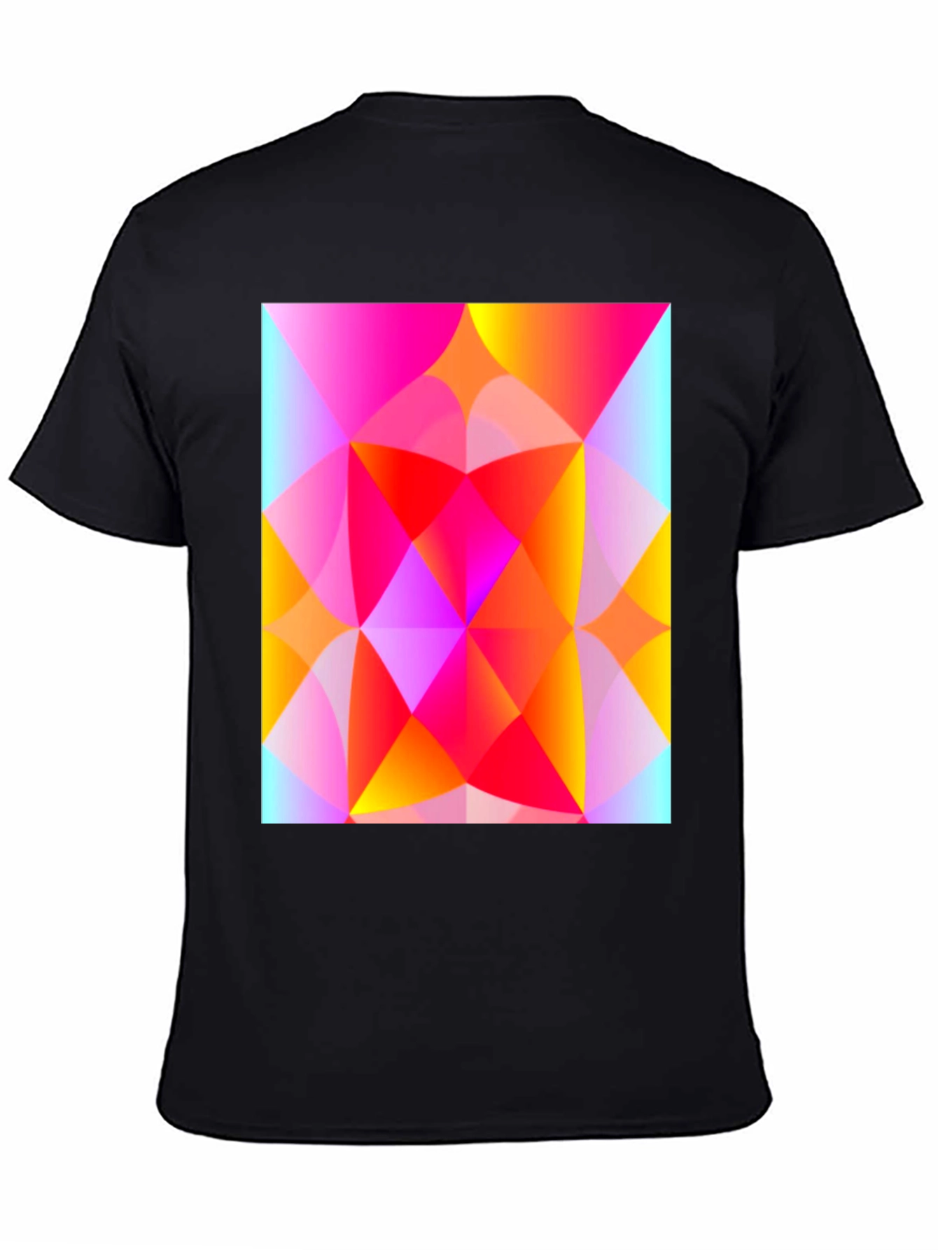 Black Geometric Art T-Shirt - Vibrant Triangle Design view 4