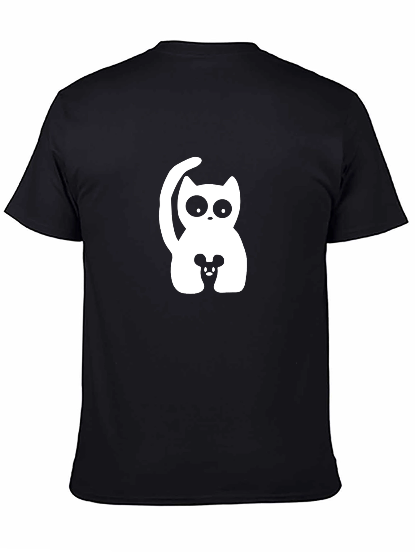 Black Cat & Mouse Graphic Tee - Black Cotton Blend T-Shirt view 4
