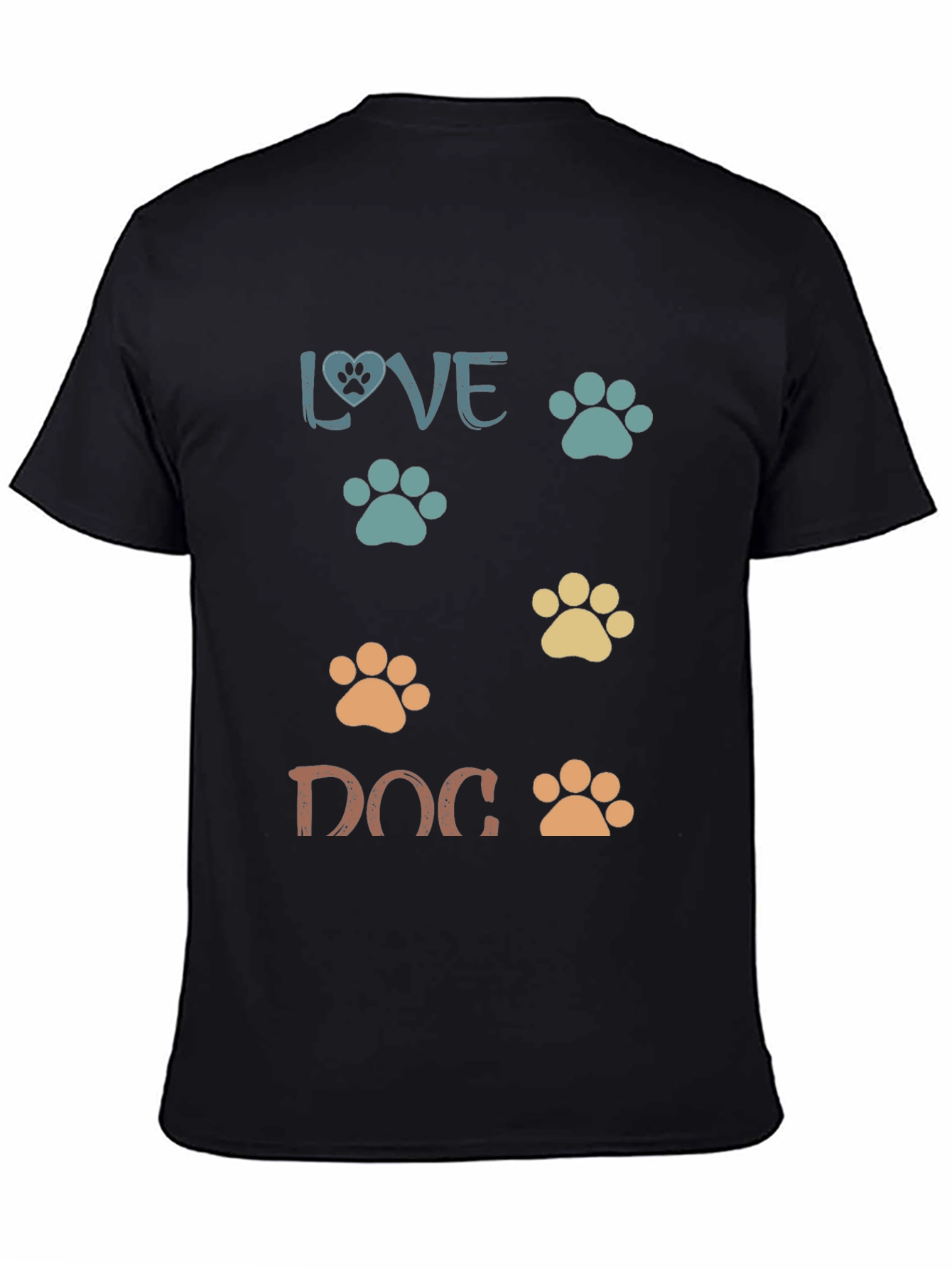 Black Love Dog Paw Print T-Shirt view 4