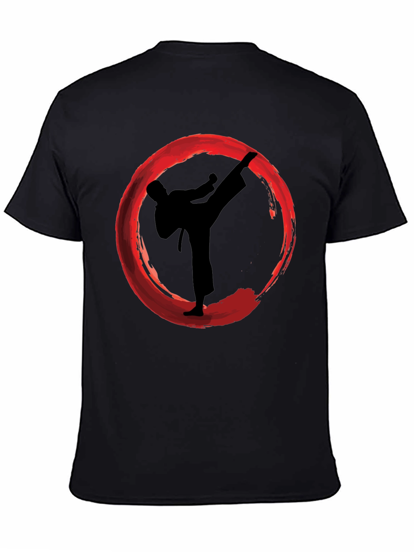 Black Karate Kick Enso Circle Graphic T-Shirt view 4