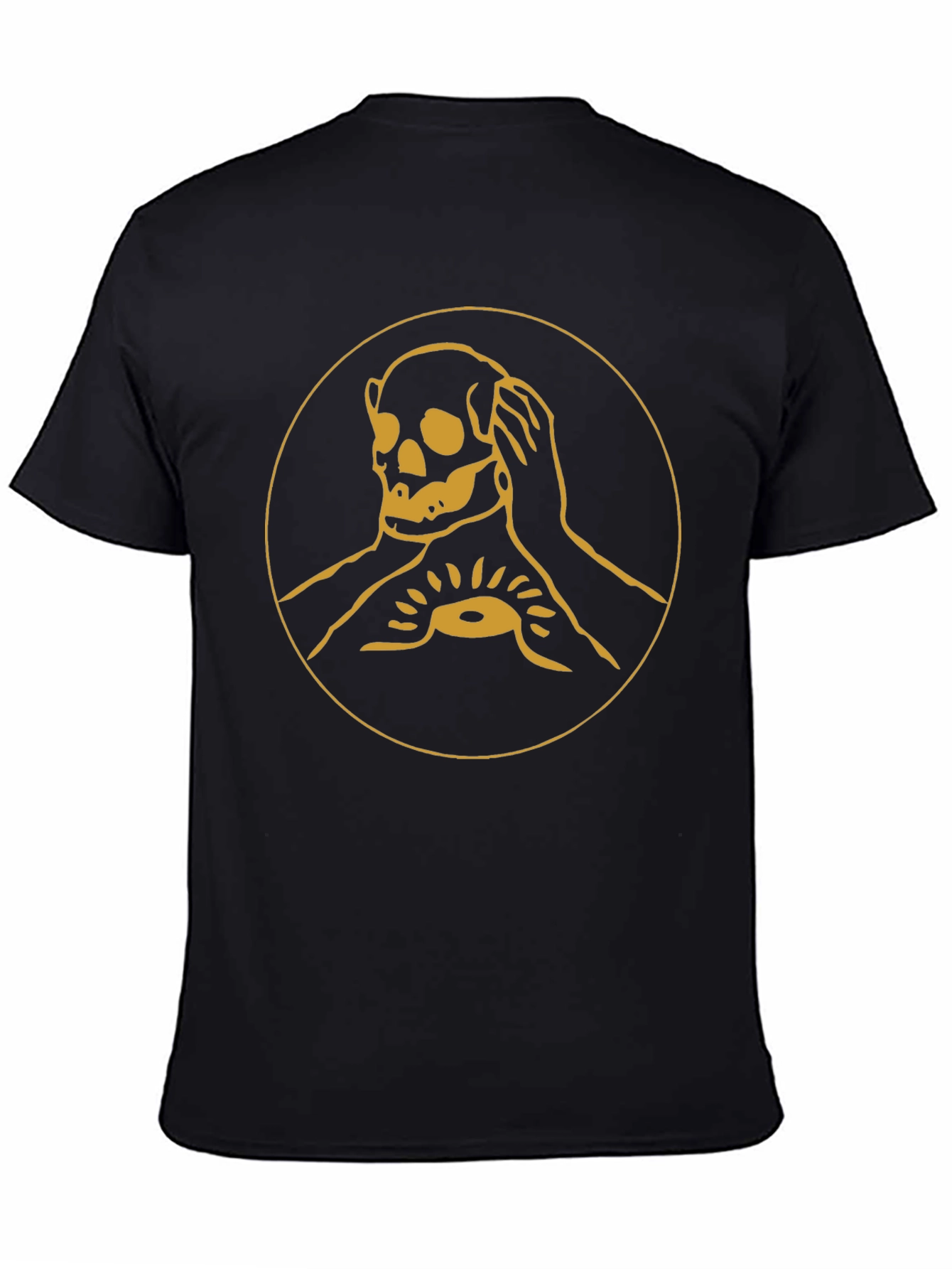 Black Skull & Hands Graphic Tee - Black Cotton T-Shirt view 4