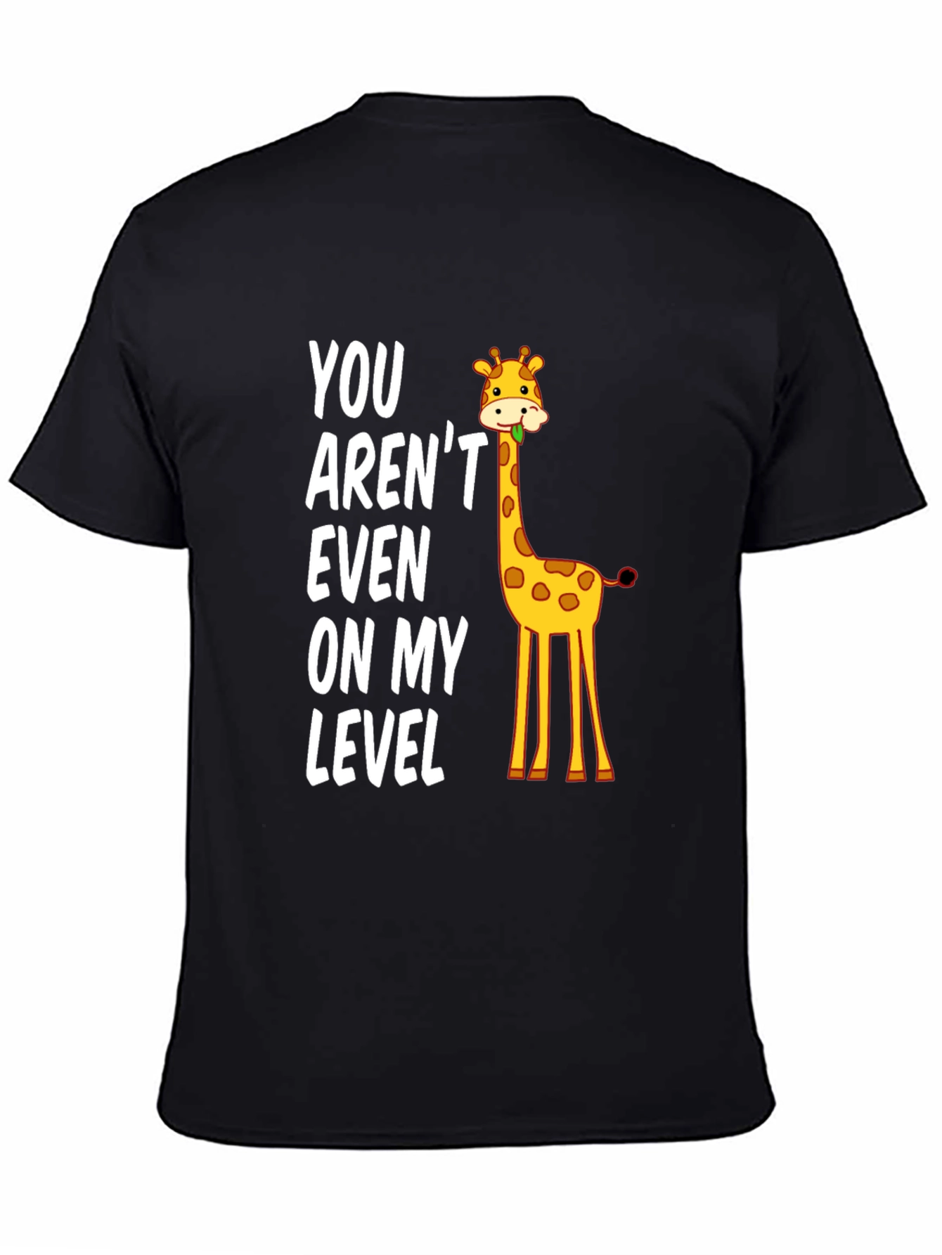 Black Funny Giraffe Level T-Shirt view 4