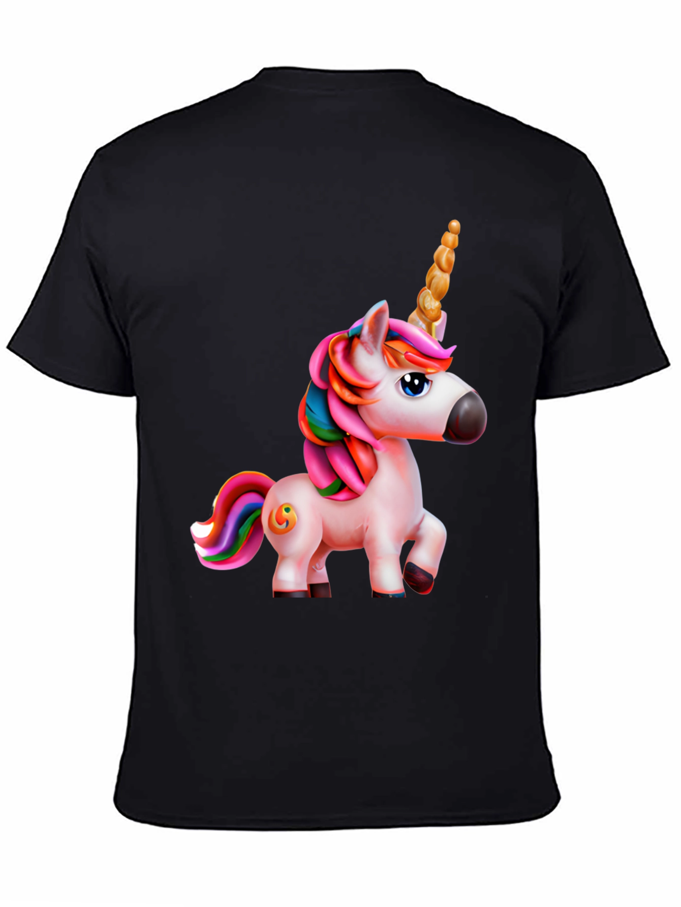 Black Unicorn Graphic Print Black T-Shirt view 4