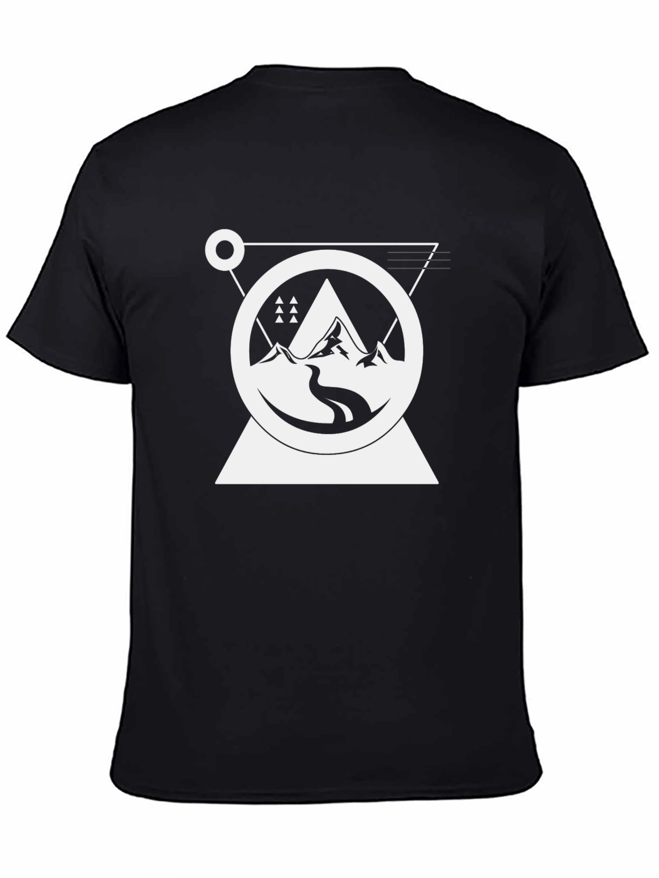 Black Geometric Mountain Graphic Tee - Black view 4