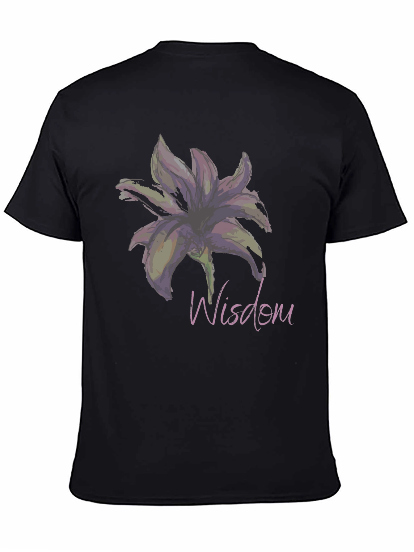 Black Wisdom Lily Graphic T-Shirt - Elegant and Stylish view 4