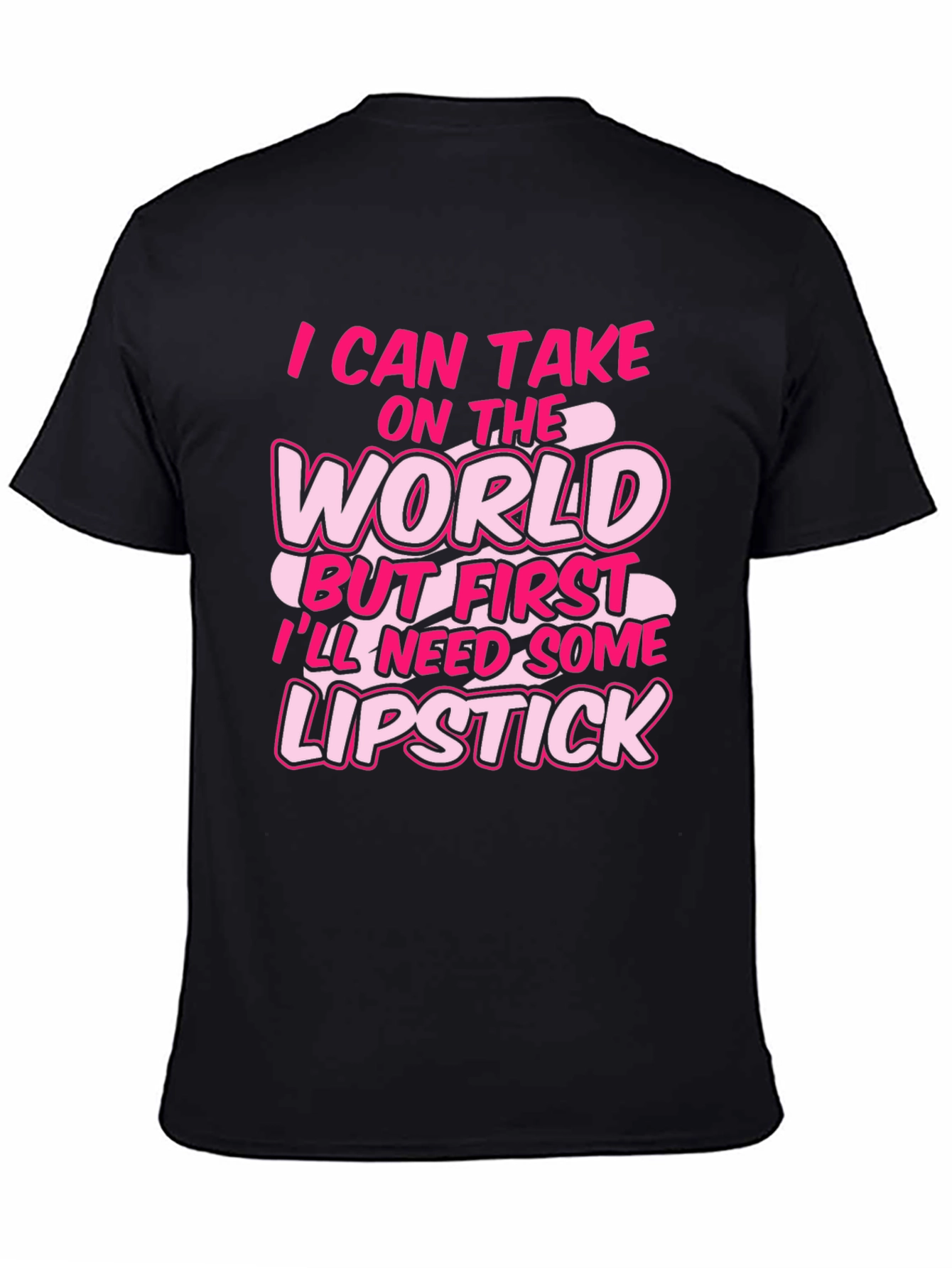 Black I Can Take on the World Lipstick Black Graphic Tee view 4