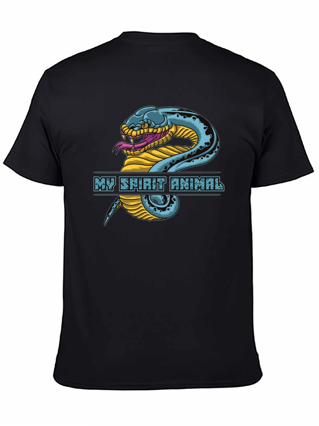 Black My Spirit Animal Snake Graphic T-Shirt view 4
