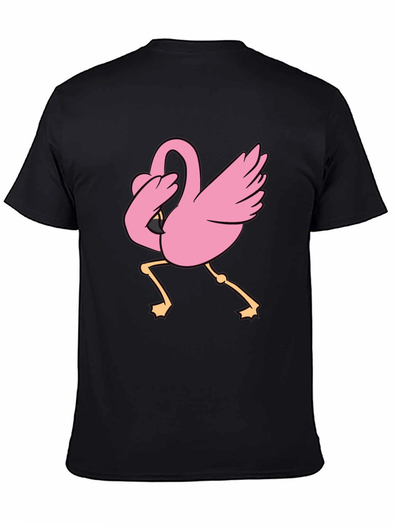 Black Dabbing Flamingo Black T-Shirt view 4
