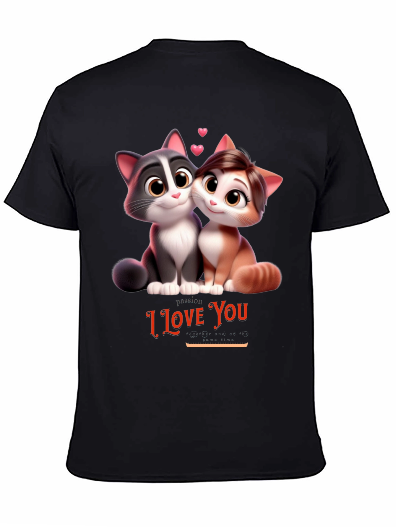Black I Love You Cats T-Shirt view 4