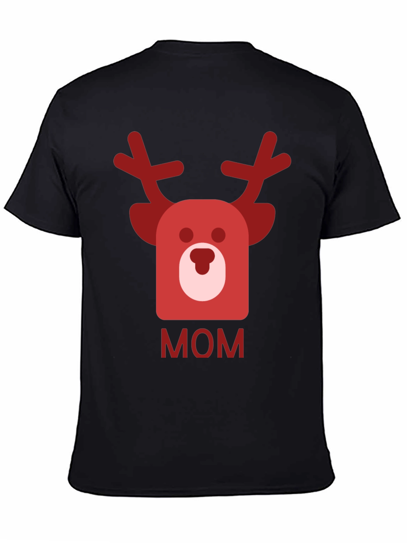 Black Festive Mom Reindeer Graphic Tee - Black view 4