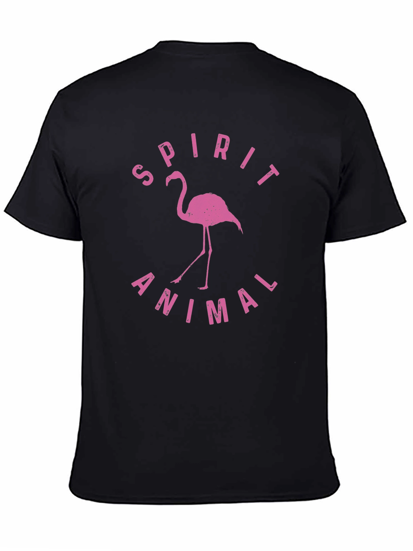 Black Spirit Animal Flamingo Graphic Tee - Black Cotton T-Shirt view 4