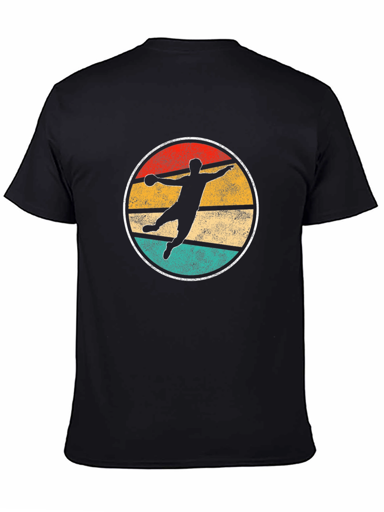Black Retro Handball Player T-Shirt view 4