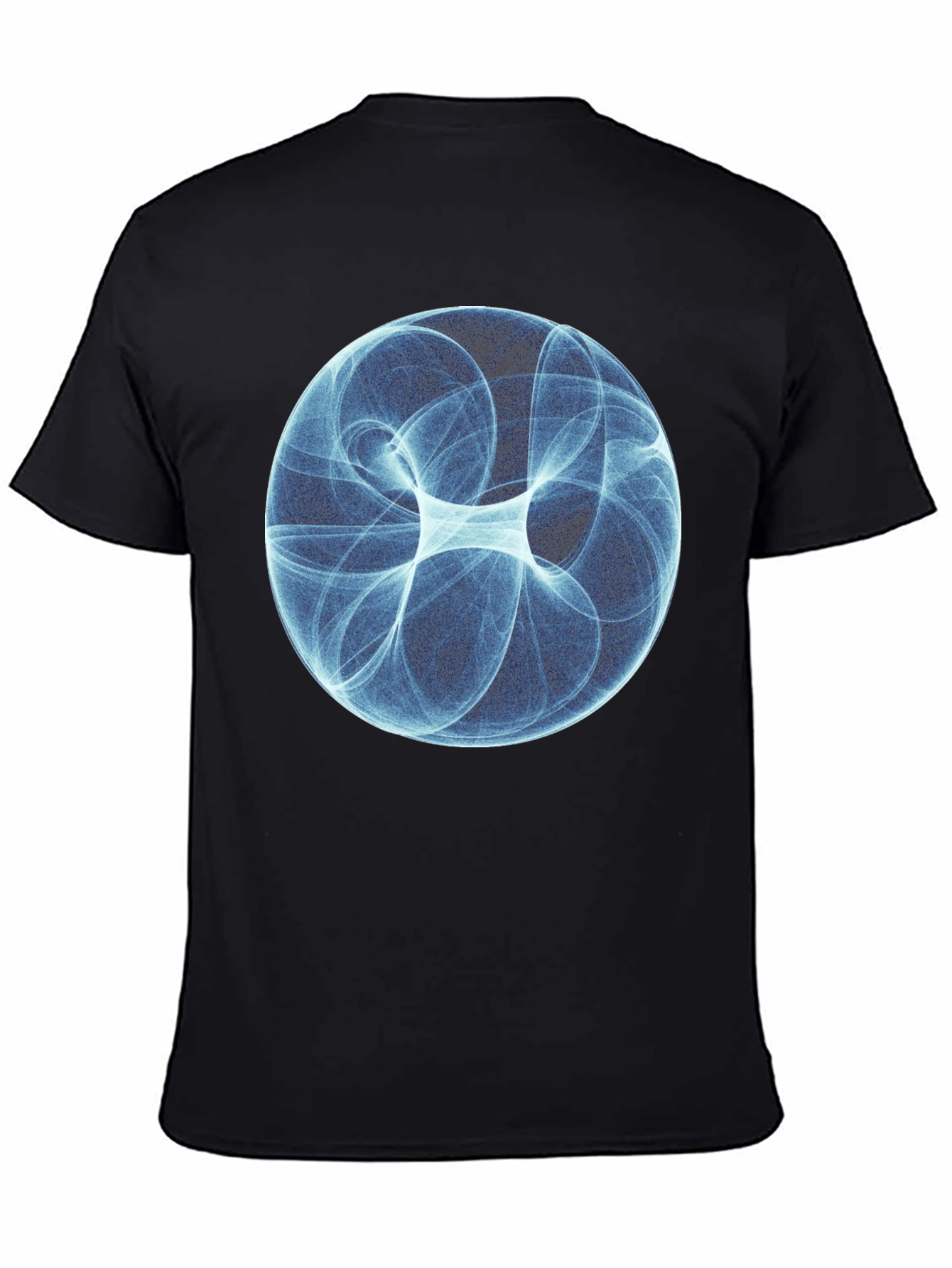 Black Abstract Blue Sphere Graphic T-Shirt - Modern Design view 4