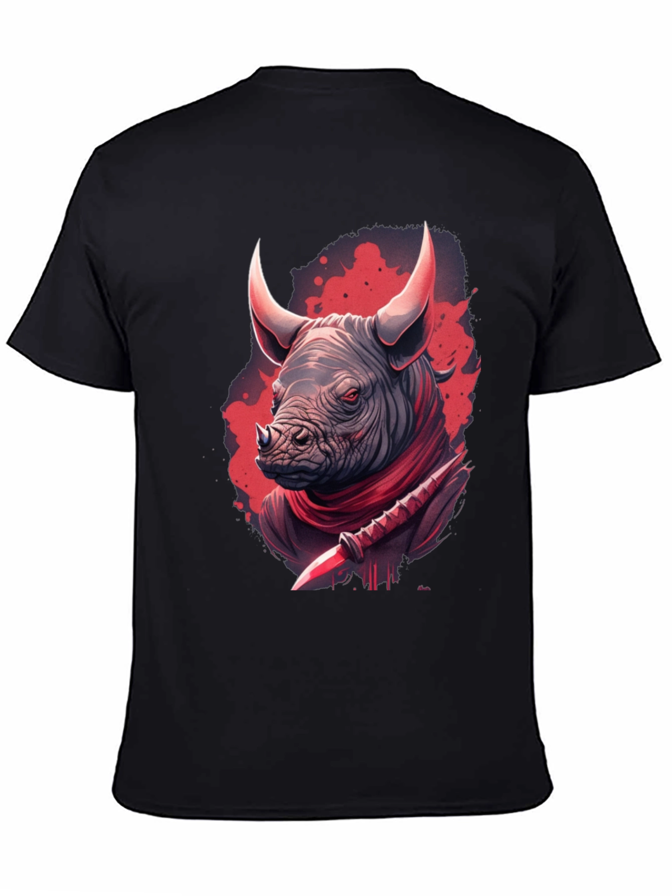 Black Rhinoceros Warrior Graphic Tee - Black view 4