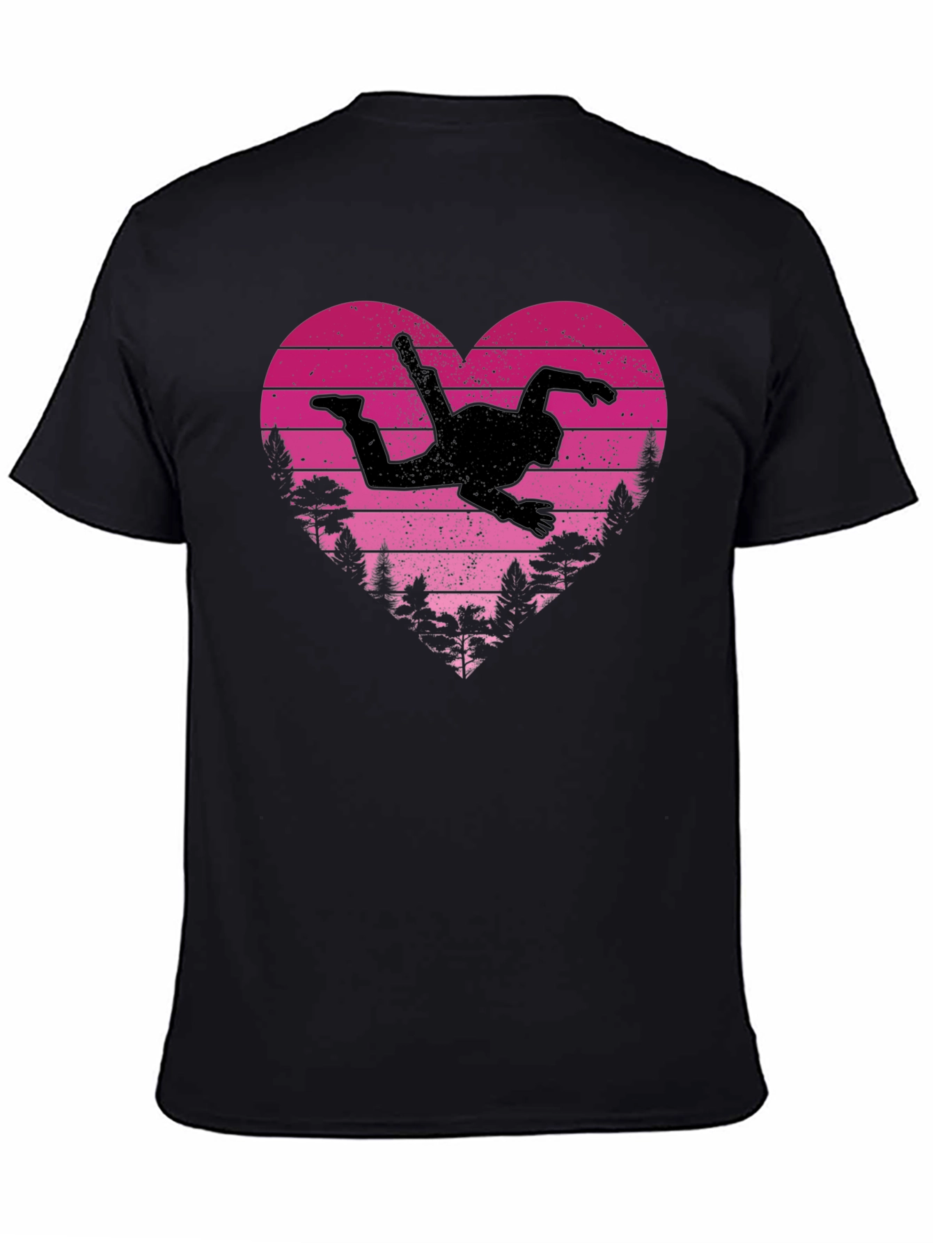 Black Skydiving Heart Graphic Tee view 4