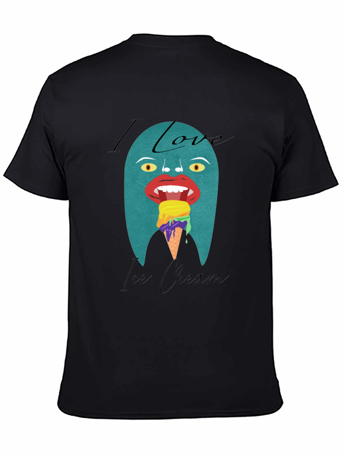 Black I Love Ice Cream Graphic T-Shirt view 4