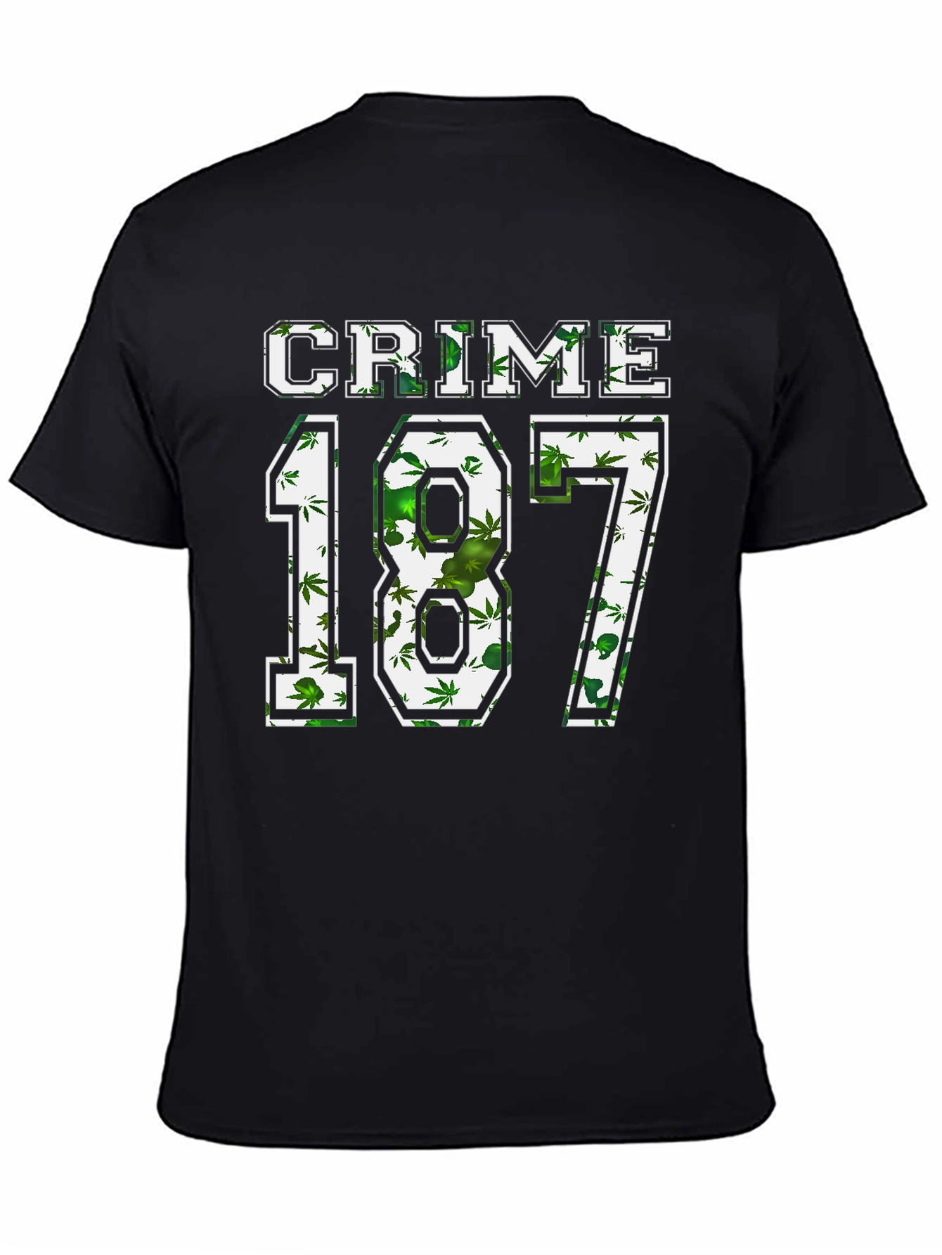 Black Crime 187 Weed Print Graphic T-Shirt view 4