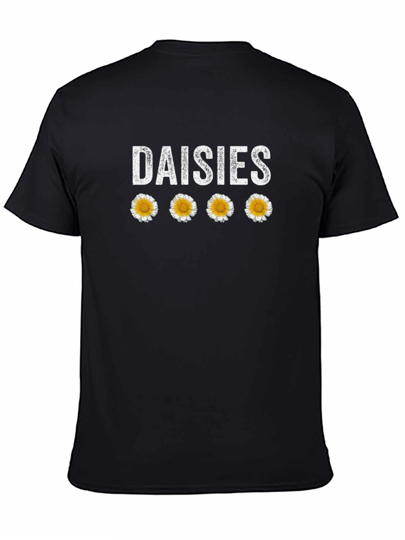Black Daisies Graphic Tee - Black Cotton T-Shirt view 4
